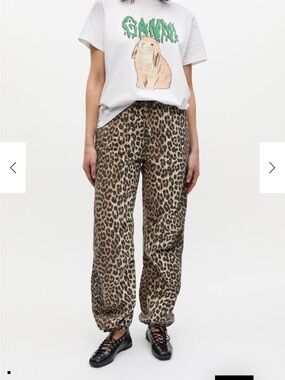 Ganni Leopard-Print Pants - Size 24